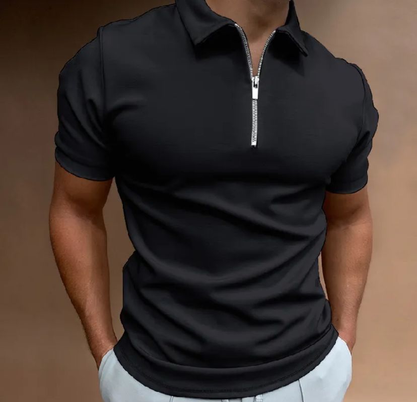 Zipper polo shirt for men